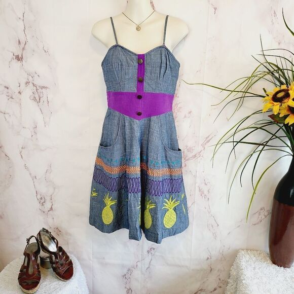 Vintage Anthropologie! Tracy Reece Frock pineapple dress - Picture 1 of 8